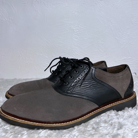 Cole Haan Shoes Mens Grand OS Two Tone Leather Saddle Oxfords Shoes Taupe SZ 10 - Picture 1 of 11